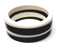 Bakelite Cookies and Cream Wide Bangle Bracelet - Vintage