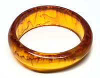 Bakelite Prystal Honey and Lemon Thick Bangle Bracelet - Vintage