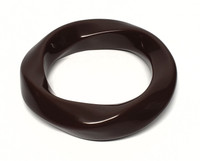 Bakelite Big Twist Dark Chocolate Glazed Donut Bangle Bracelet - Vintage 1940s Rare