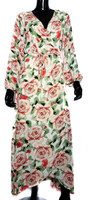 Bobeau Big Pink Roses Wrap Maxi Dress - Size Small