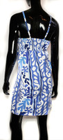 Gretchen Scott Signature Printed Blue and White Sweetheart Bow Dress - Size Medium - New