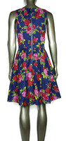 Betsey Johnson Soft Cotton Deep Blue Pink Roses Bodice Ruffle Dress - Size 6 - New