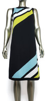 St. John Collection Black Knit Chevron Color Block Sleeveless A-Line Dress - Size 4 - New