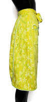 Lilly Pulitzer "The Lilly" Bright Yellow and Green "lilly" Signature High-Waist A-Line MOD Wrap Skirt - Size Small to Medium - Vintage 1960s Rare