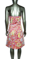 TIBI Deep Pink Teal and Yellow Floral Splash Strapless Dress  - Size 6