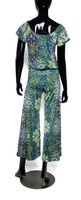 Groovy USA Peacock Palazzo Spandex Jumpsuit - Size S - Vintage Deadstock