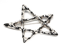 Taxco Sterling Silver Brutalist Hammered Cut Out Star Statement Brooch - Vintage 1950s Rare