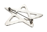 Taxco Sterling Silver Brutalist Hammered Cut Out Star Statement Brooch - Vintage 1950s Rare