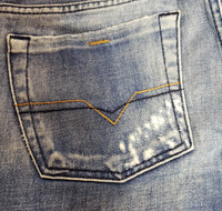 Diesel Industry "Zatiny" Distressed Thigh Button Fly Jeans - Size  W28 L30 