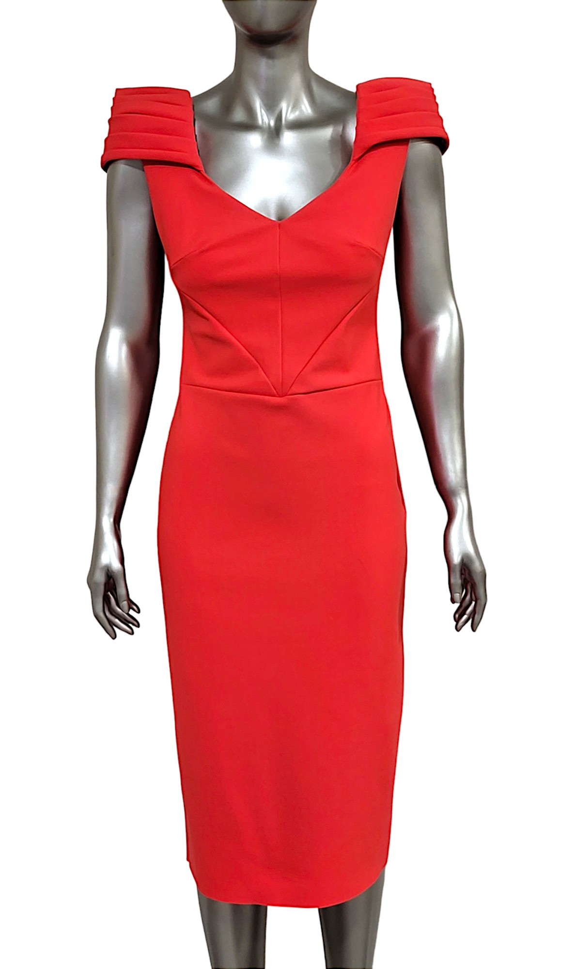 Chiara Boni La Petite Red Pleated Cap Sleeve Midi Dress - thethingsyouwear