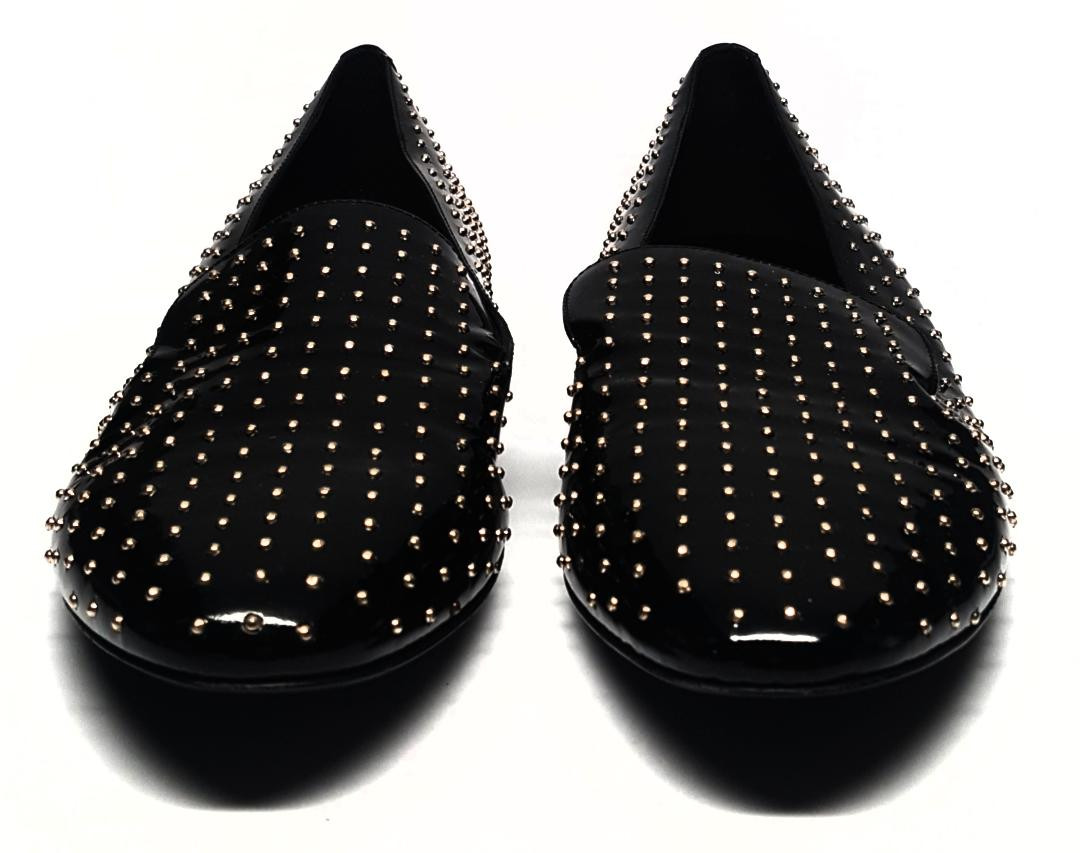 Burberry Black Leather Wingtip Oxfords with Gold Studs Burberry Leather Wingtip Brogues Shoes Black EU 40 / US 7  main image 2
