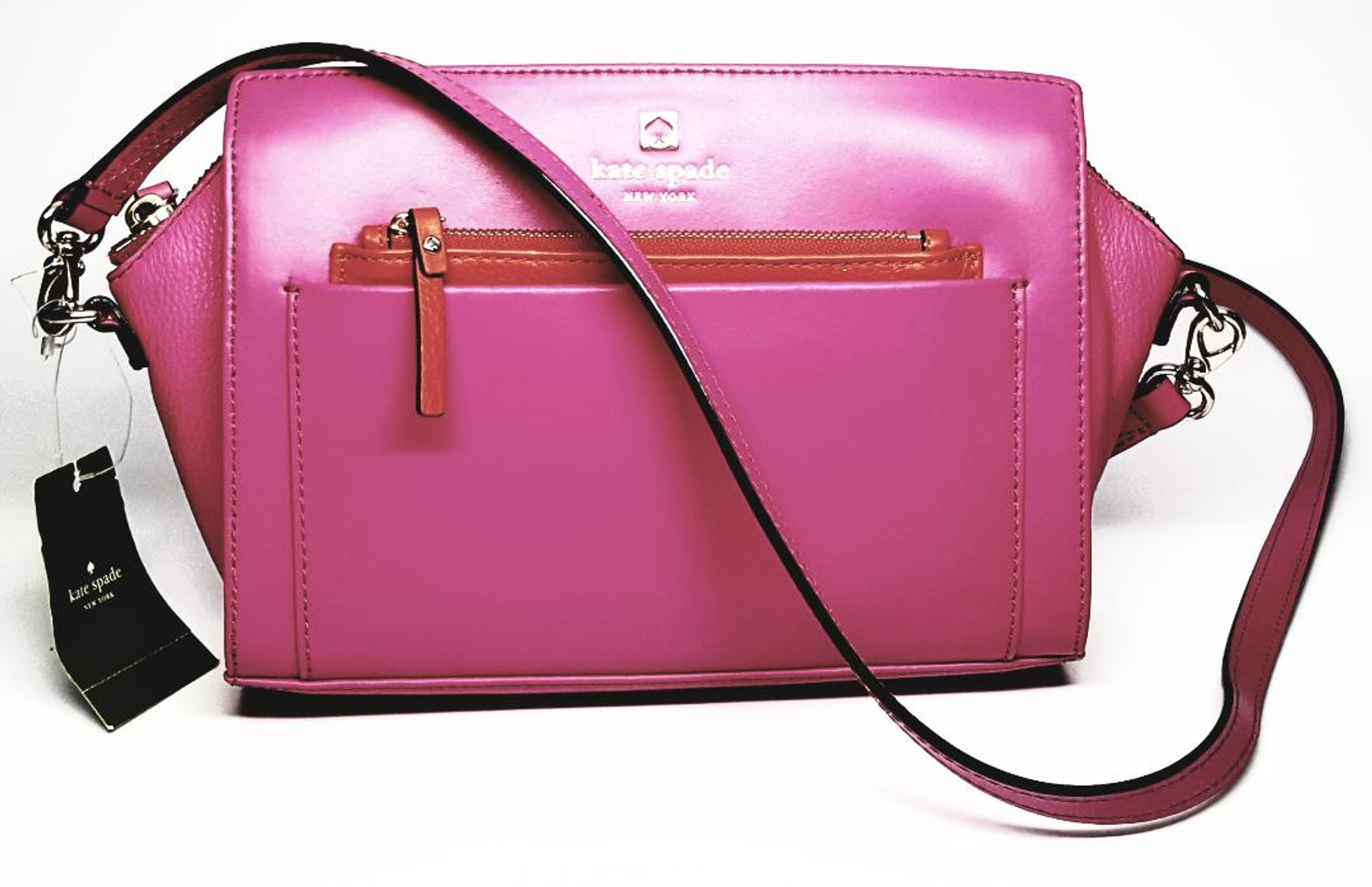 Kate Spade Hot Pink and Tangerine Leather Purse - New - thethingsyouwear