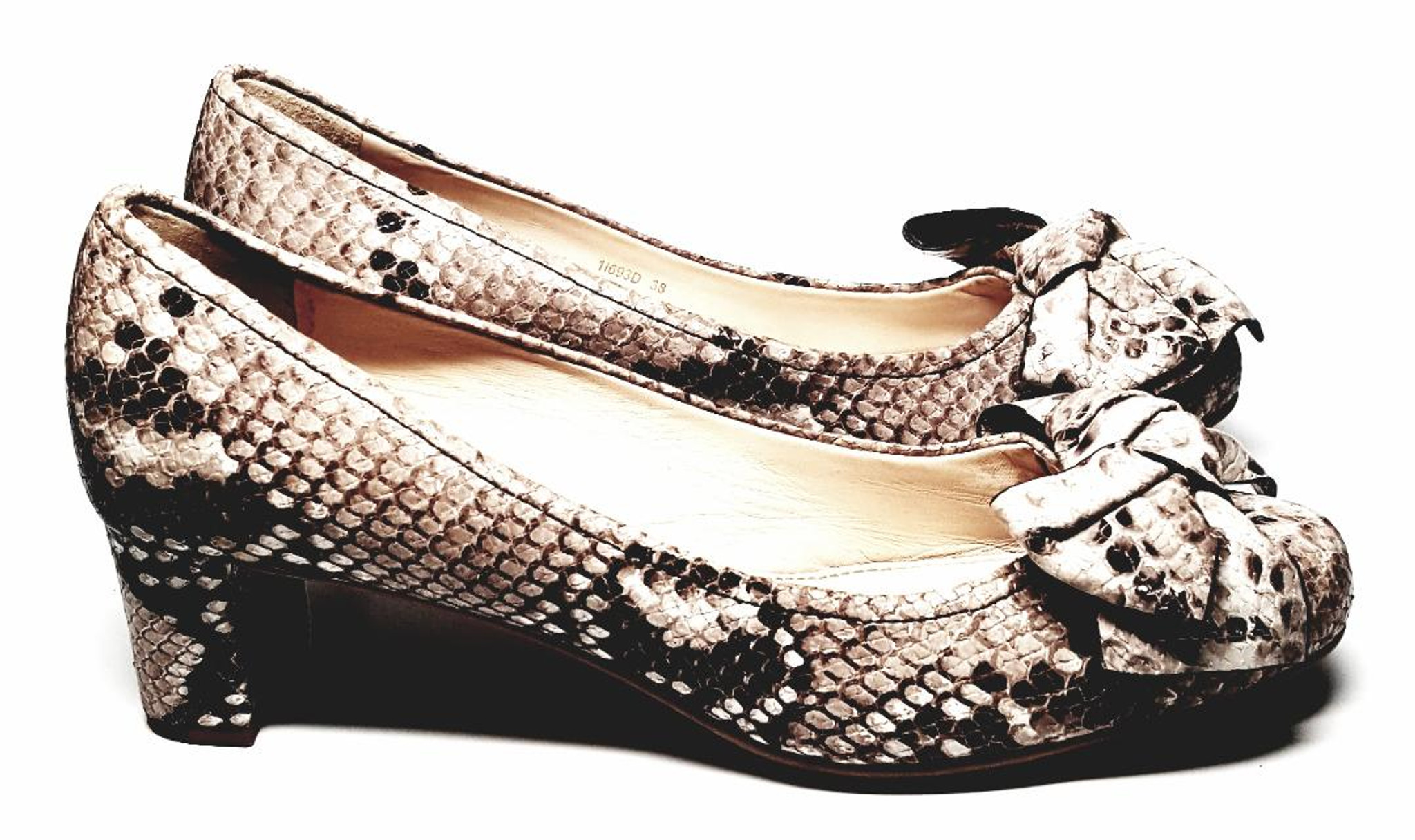 Prada Leather Snakeskin Design Big Bow 