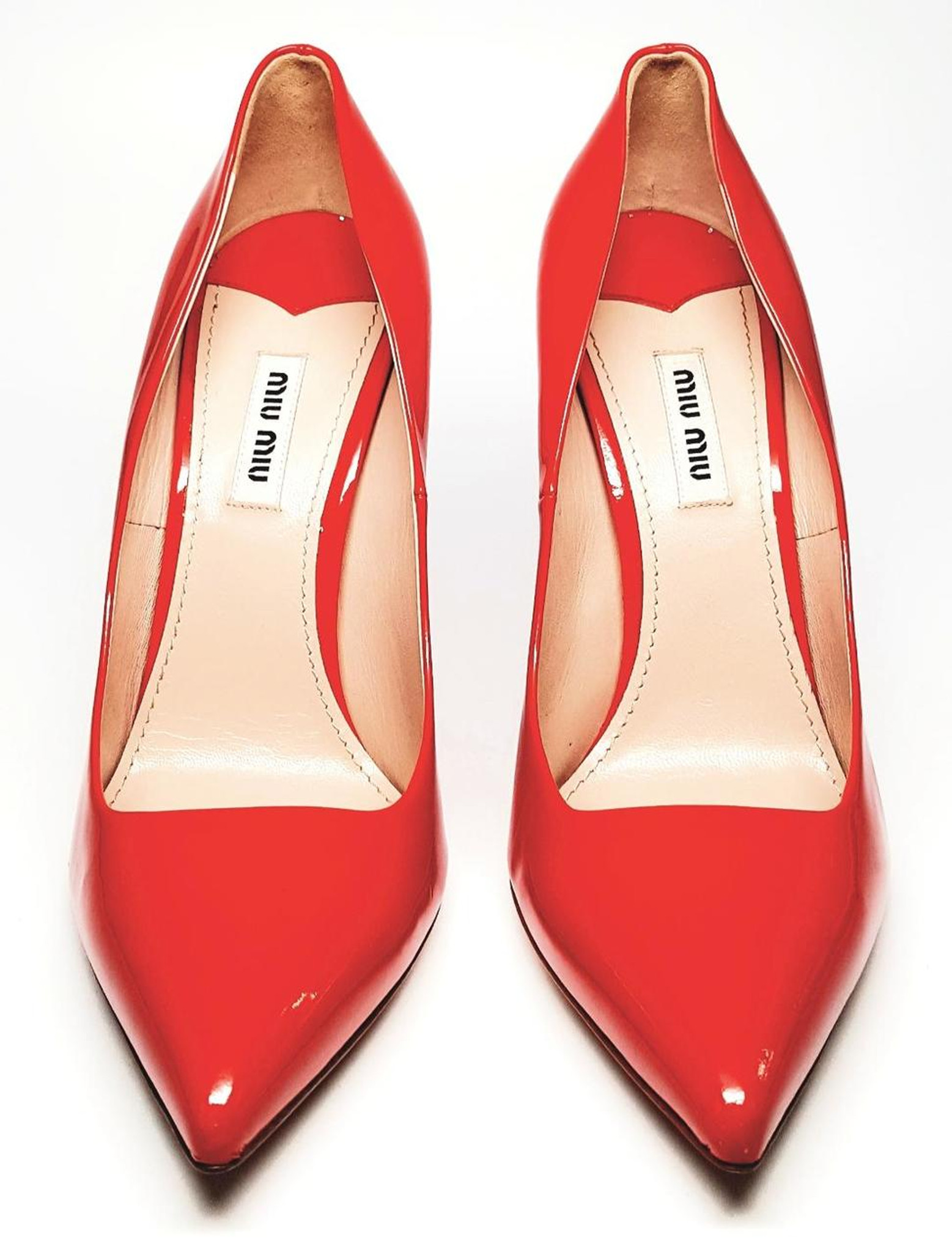 red patent pointed heels