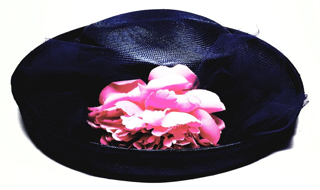 Plaza Suite Betmar Big Pink Flower Blueberry Fine Raffia 
