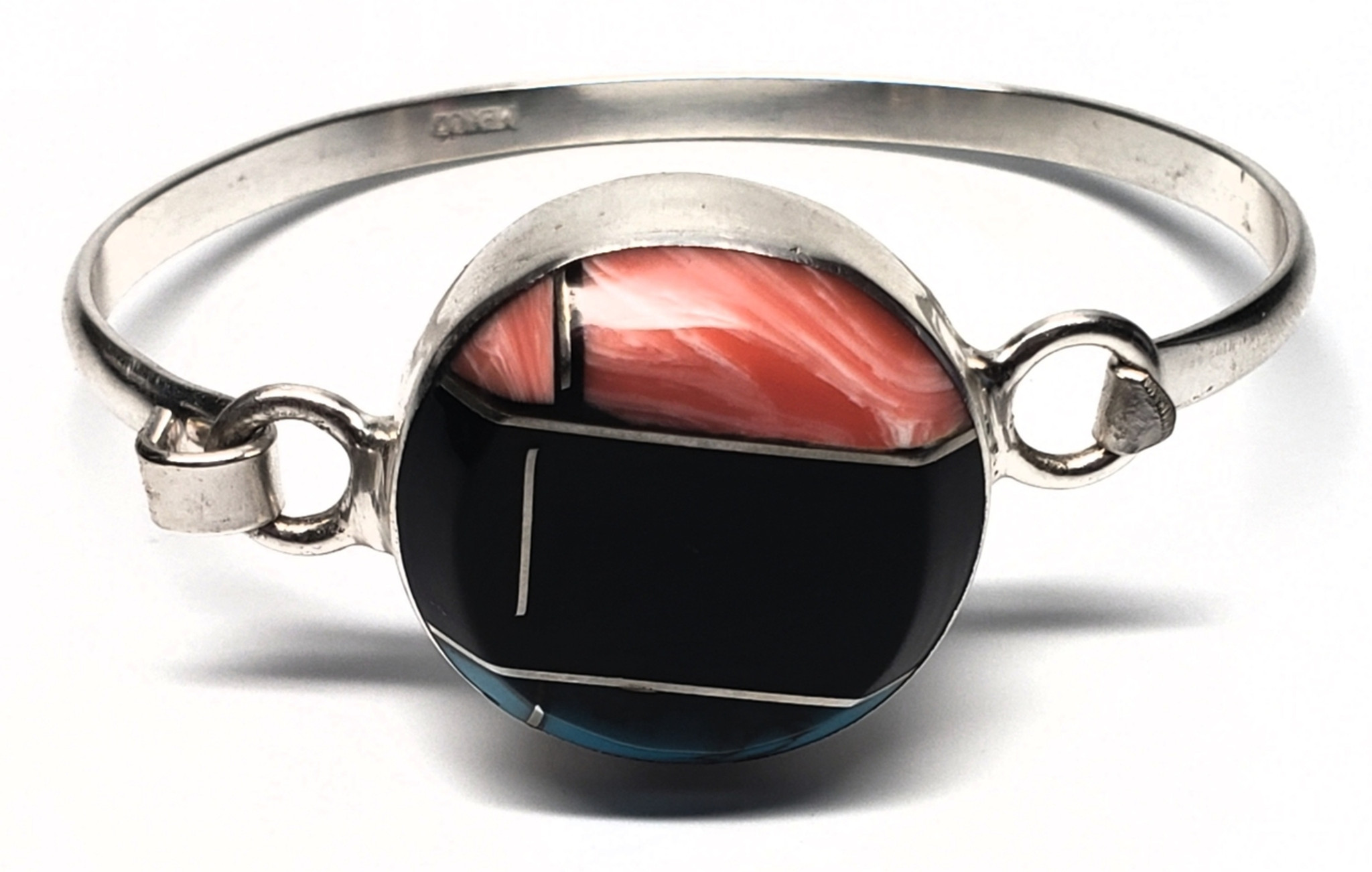 Sterling Silver Omega Cabochon Onyx, Spiny Oyster, Turquoise