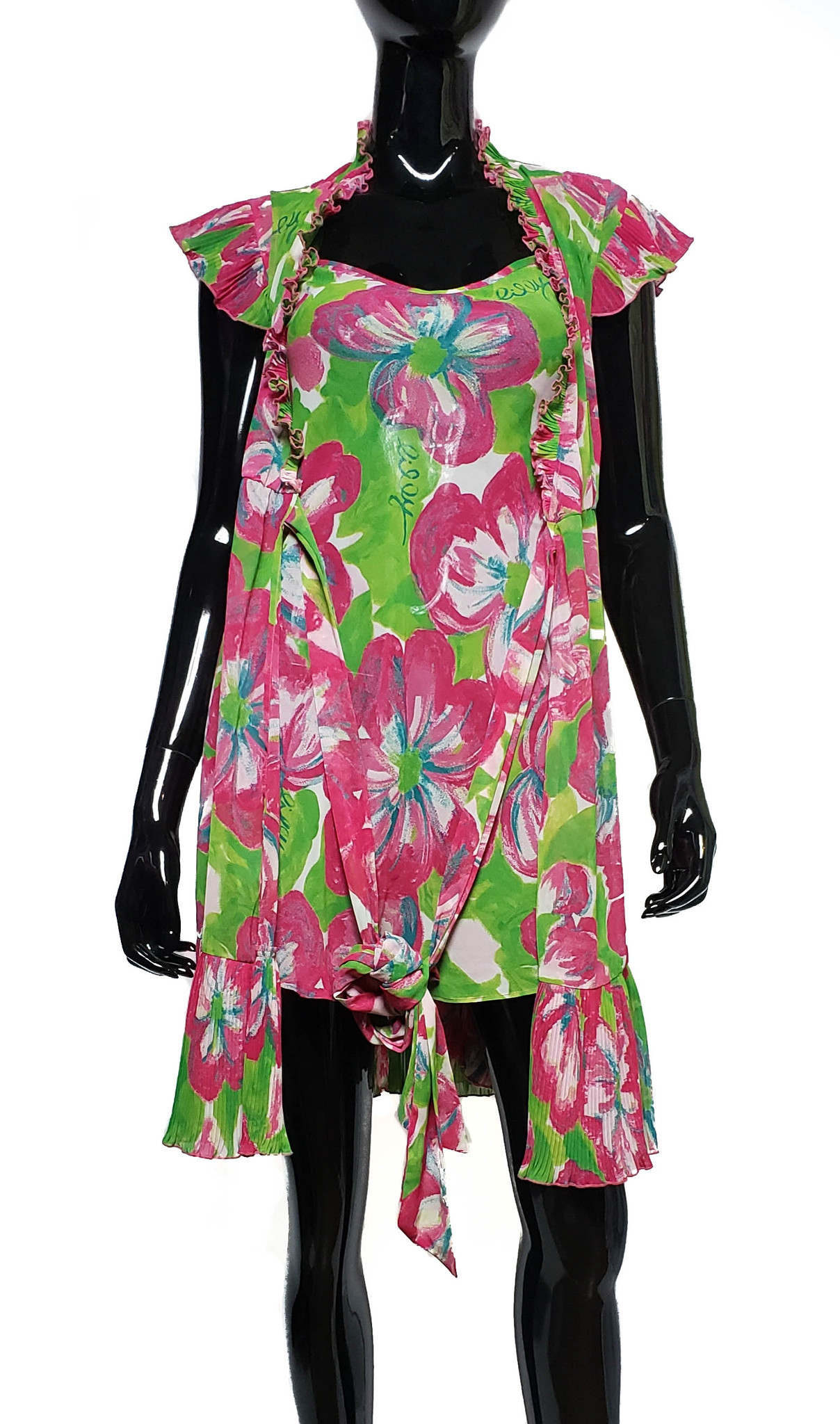 Lilly Pulitzer Driscoll Two Piece Big Red Lily Flowers Wrap