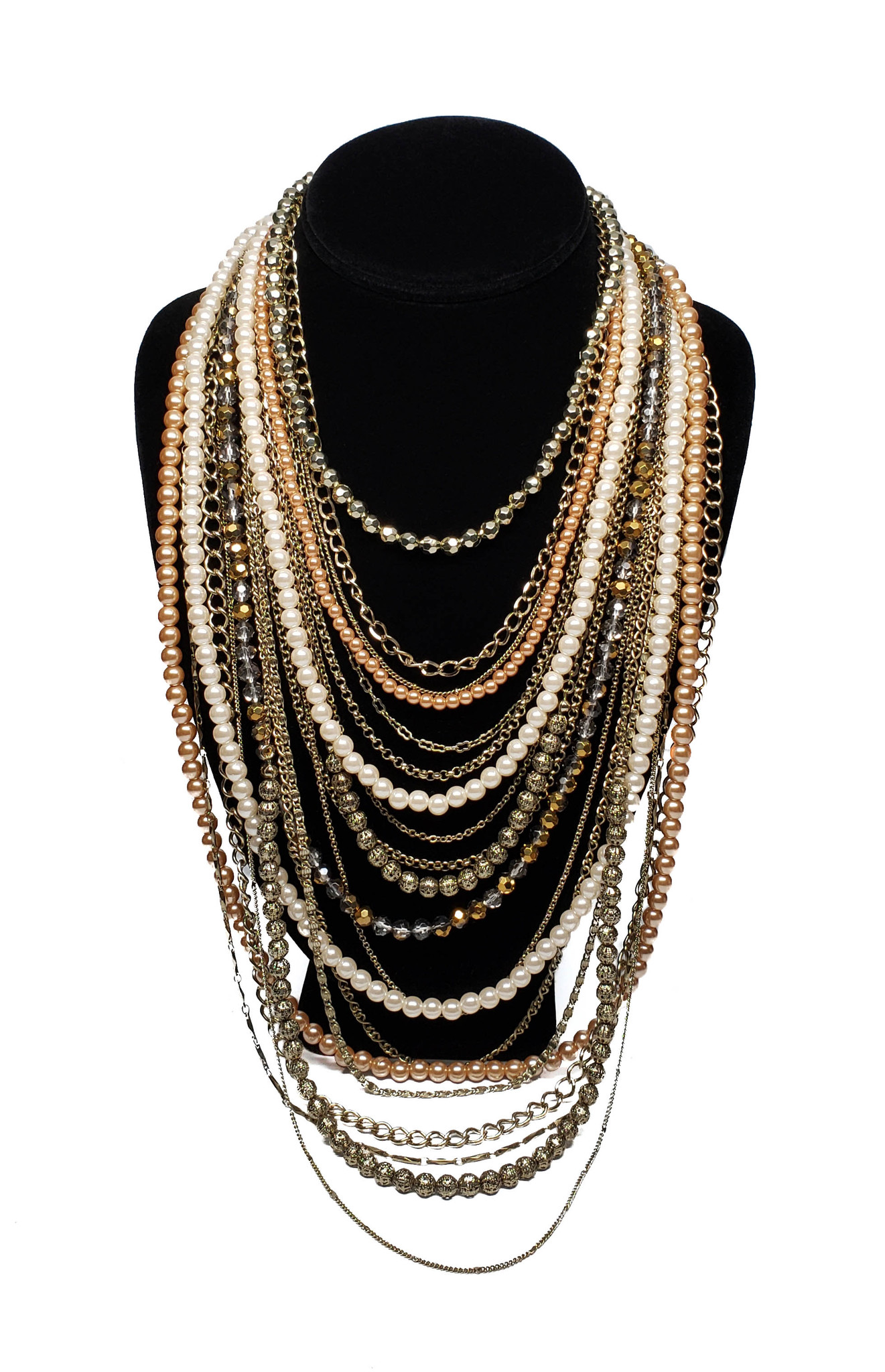 Silver Curb Chain & Pearl Multi-Strand Necklace | Icing US