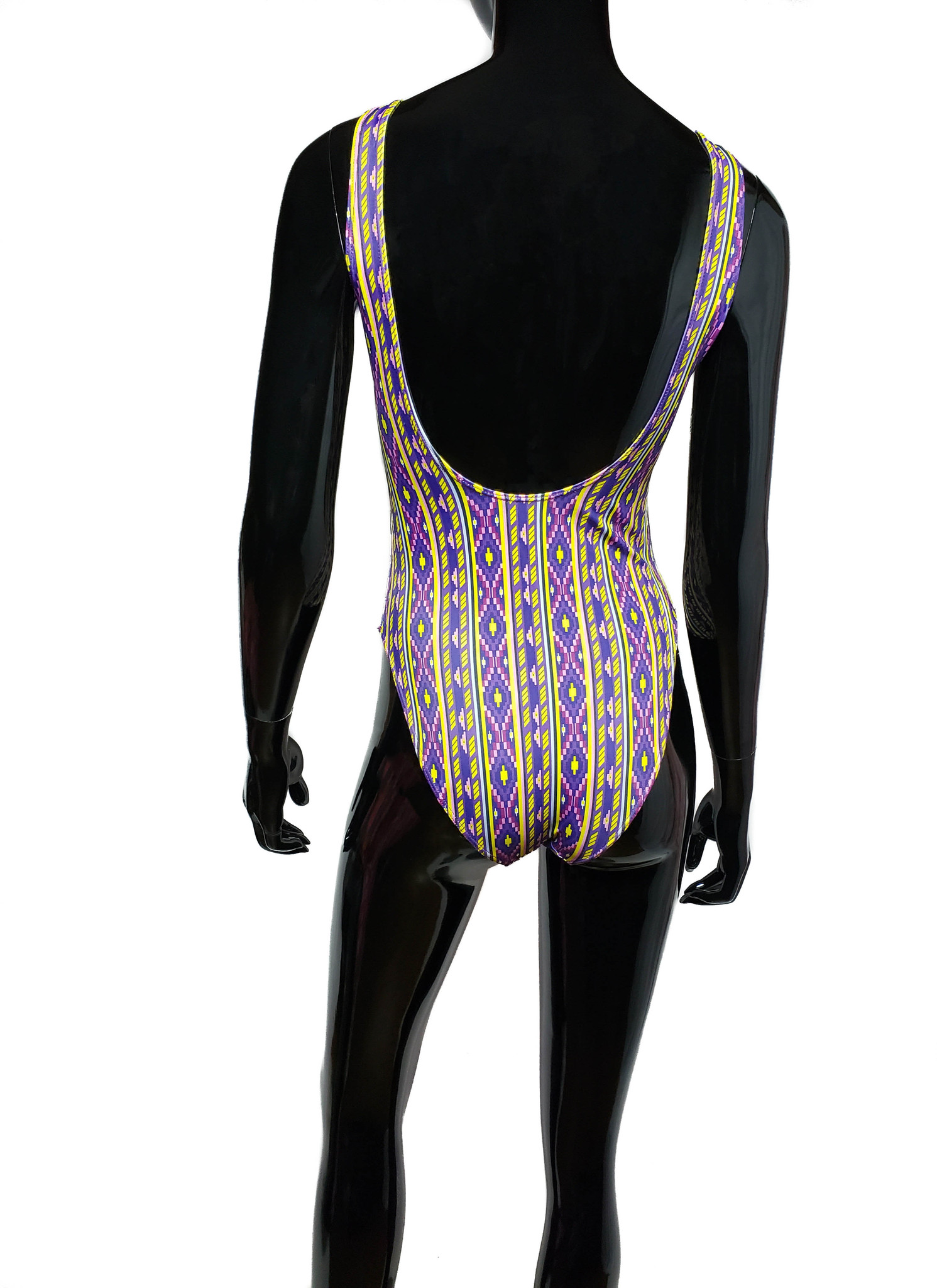 American Apparel Colorful Aztec Deep U Cut Open Back Bodysuit - Size Small  - New