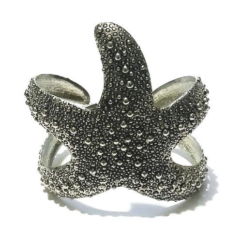 Starfish Pewter Pebbled Cuff Bracelet - Vintage