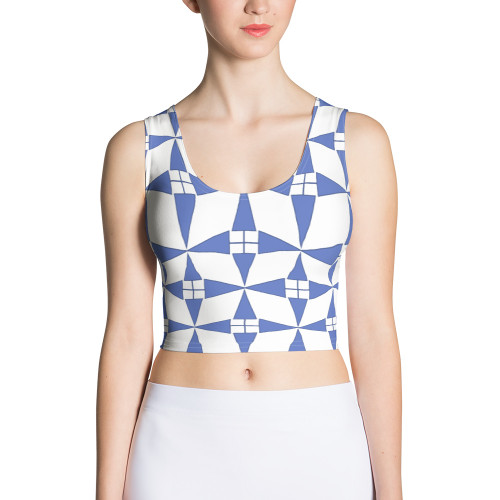 Ann Gertrude "Windmill" Sleeveless Crop Top - Blue