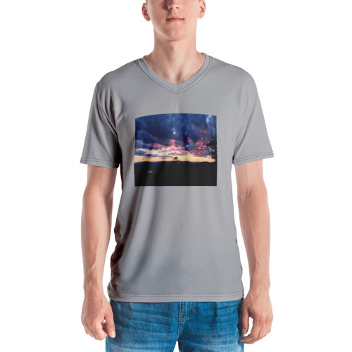 Rusty Bucket Apparel "Sky is the Limit" Men's V-Neck Tee - Gray