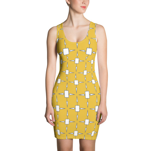 Ann Gertrude No. 45 Bodycon Dress - Mustard & White