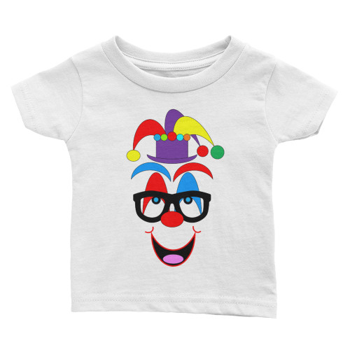 Ann Gertrude Clown Short Sleeve Tee 6M to 24M/Infant to Toddler (Purple Hat & Black Glasses)