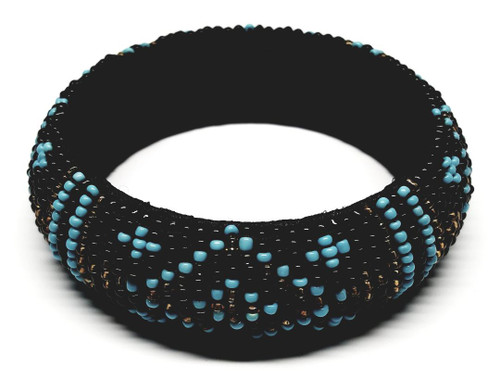 Native American Glass Beaded Bangle Bracelet - Vintage 