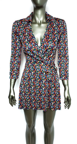 Diane von Furstenberg Colorful Blocks "Celeste Printed" Wrap Skort Jumpsuit - Size 4