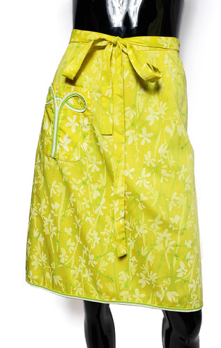 Lilly Pulitzer "The Lilly" Bright Yellow and Green "lilly" Signature High-Waist A-Line MOD Wrap Skirt - Size Small to Medium - Vintage 1960s Rare