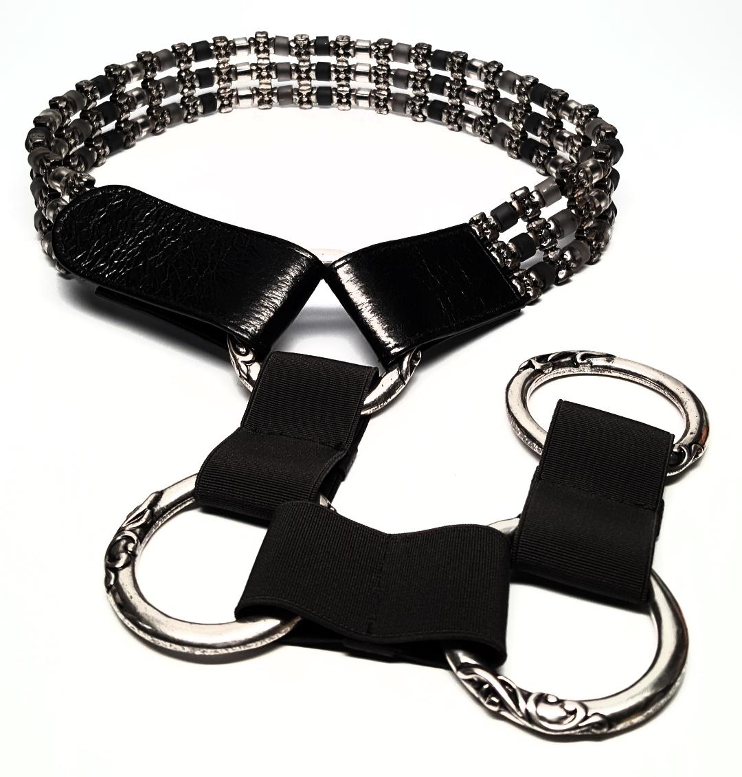 Suzi Roher Heavy Metal Slate Leather Large Four-Ring Belt  display picture 3