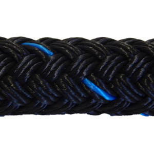 Overstock Samson EQ Braid (Double braid polyester) 1/2" x 28' Black w/ Blue