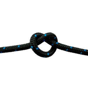 Overstock CBKnot™ Stiff Polyester Halter Cord Rope (8TF) 1/4" x 50'  Black w/ Blue Tracer
