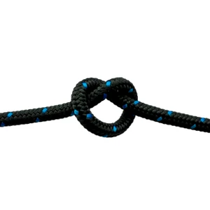 Overstock CBKnot™ Stiff Polyester Halter Cord Rope (8TF) 1/4" x 18' Black w/ Blue Tracer