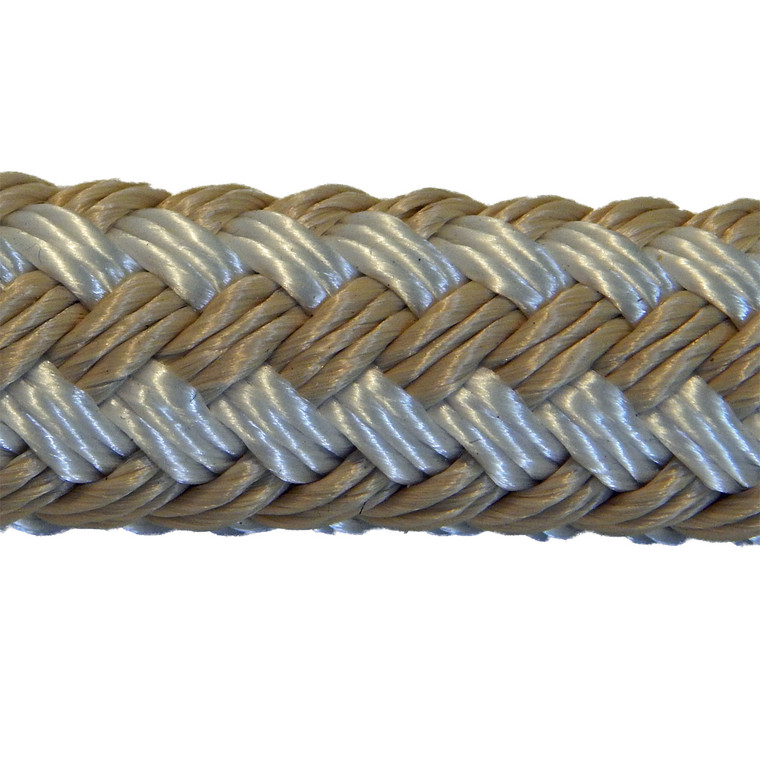 Overstock Samson EQ Braid (Double braid polyester) 1/2" x 40' Beige/White