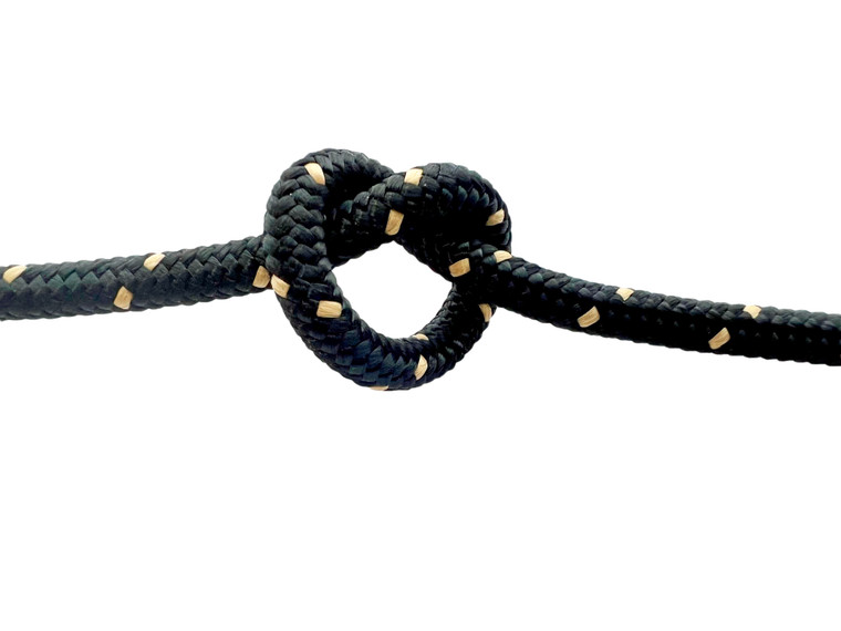 Overstock CBKnot™ Stiff Polyester Halter Cord Rope (8TF) 1/4" x 65' Black w/ Beige Tracer