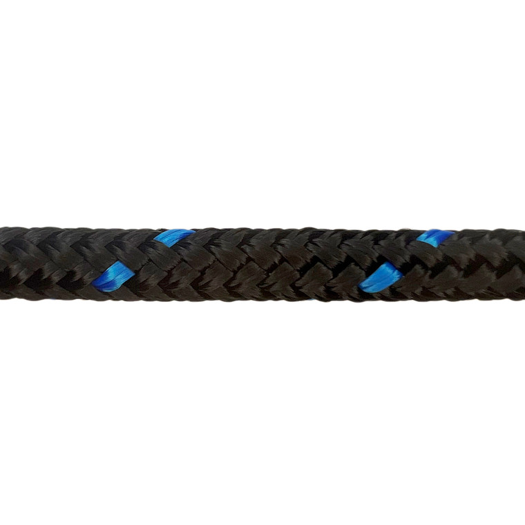 Overstock CBKnot™ Double Braid Polyester Rope 1/4" x 50' Black w/ Blue Tracer