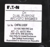 Eaton CHFN120DF Dual Purpose AFCI/GFCI Breaker 20A 120V 1P 10kA Class CTL Type CH