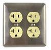Hubbell HBL5352I Two Duplex Receptacles 20A 125V Ivory With Face Plate