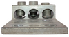 ILSCO T3A2-600N Aluminum Mechanical Lug 3 Ports 6 Holes 1/2in Bolt Size 1-3/4in Hole Spacing Tin Plated