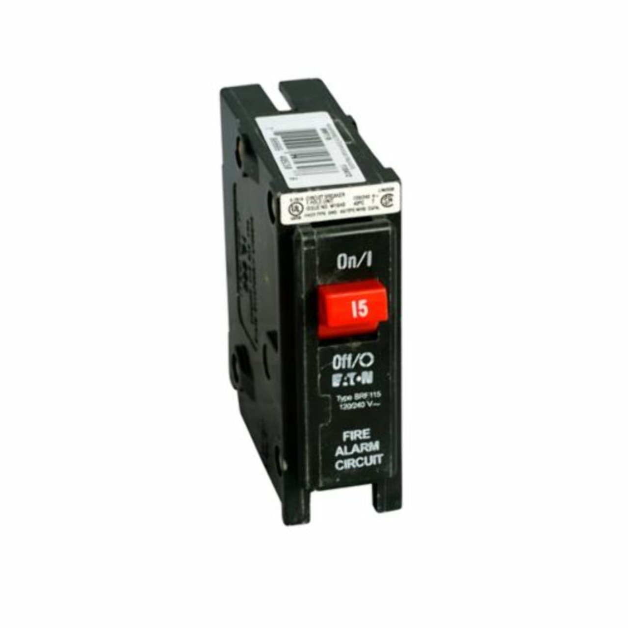 Eaton BRF115 Breaker 15A 120/240V 1P 10kA Plug-On Fire Alarm Breaker Type BRF