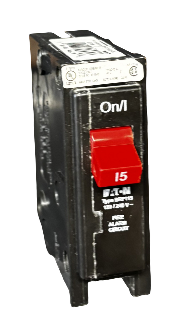 Eaton BRF115 BRF Thermal Magnetic Circuit Breaker | 15A | 1-Pole | 120/240V AC | 10kA | Fire Alarm Plug-On