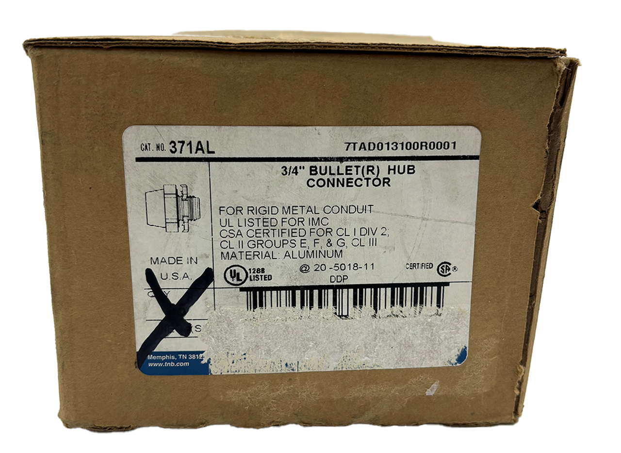 Thomas and Betts 371AL Straight Hub 3/4 Inch Aluminum