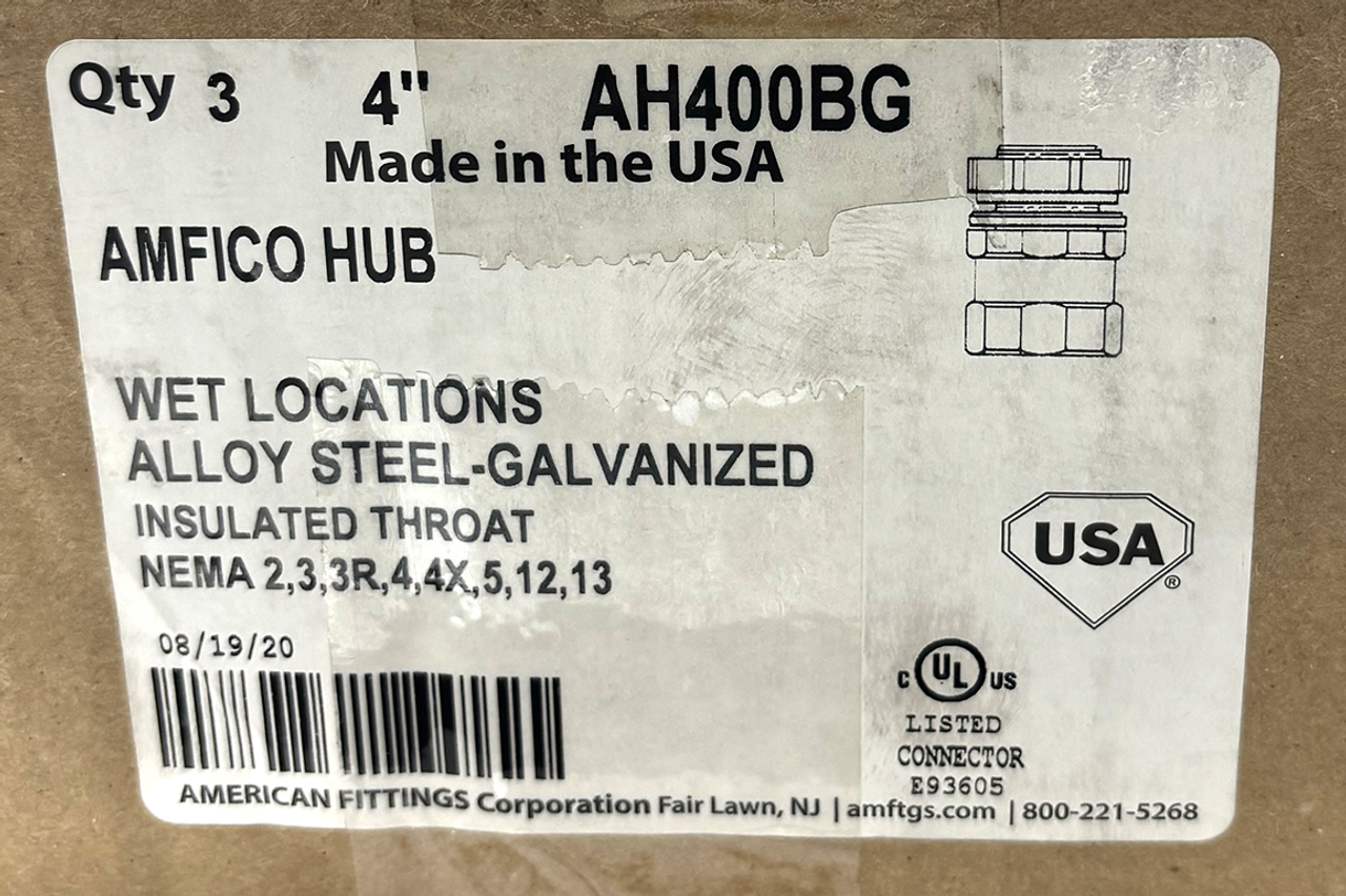 American Fittings AH400BG Straight Hub 4 Inch Galvanized Steel