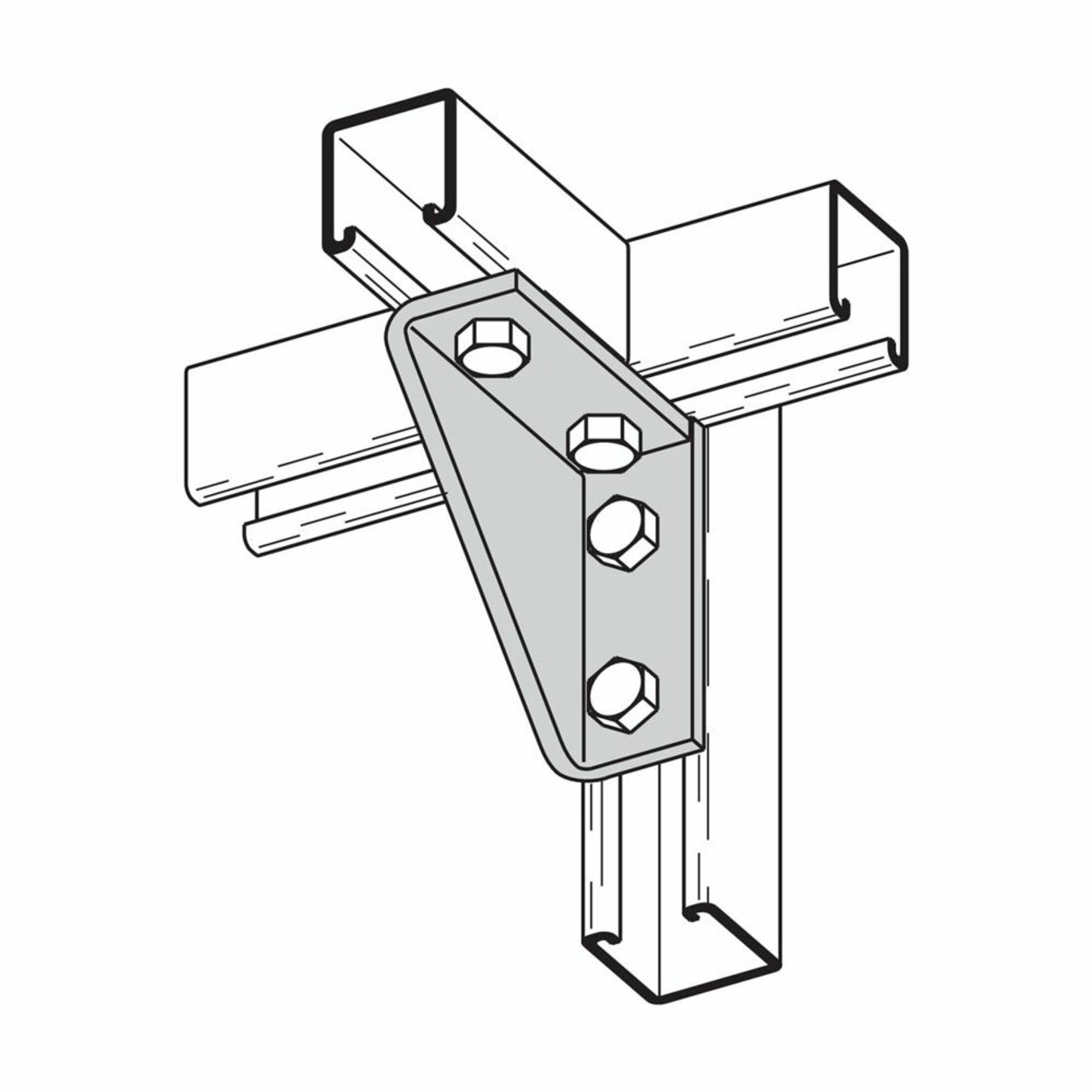 Eaton B6144LZN B-Line series Bracket, 2.31" H x 1.87" L x 1.62" W, Steel Four Hole Shelf Bracket Right