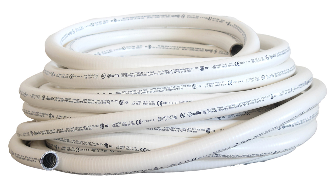 Liquatite 231025 Liquid-Tight Flexible Conduit Material: Steel Diameter: 1 Inch LA-13, White, ISO Trade Size: 27mm