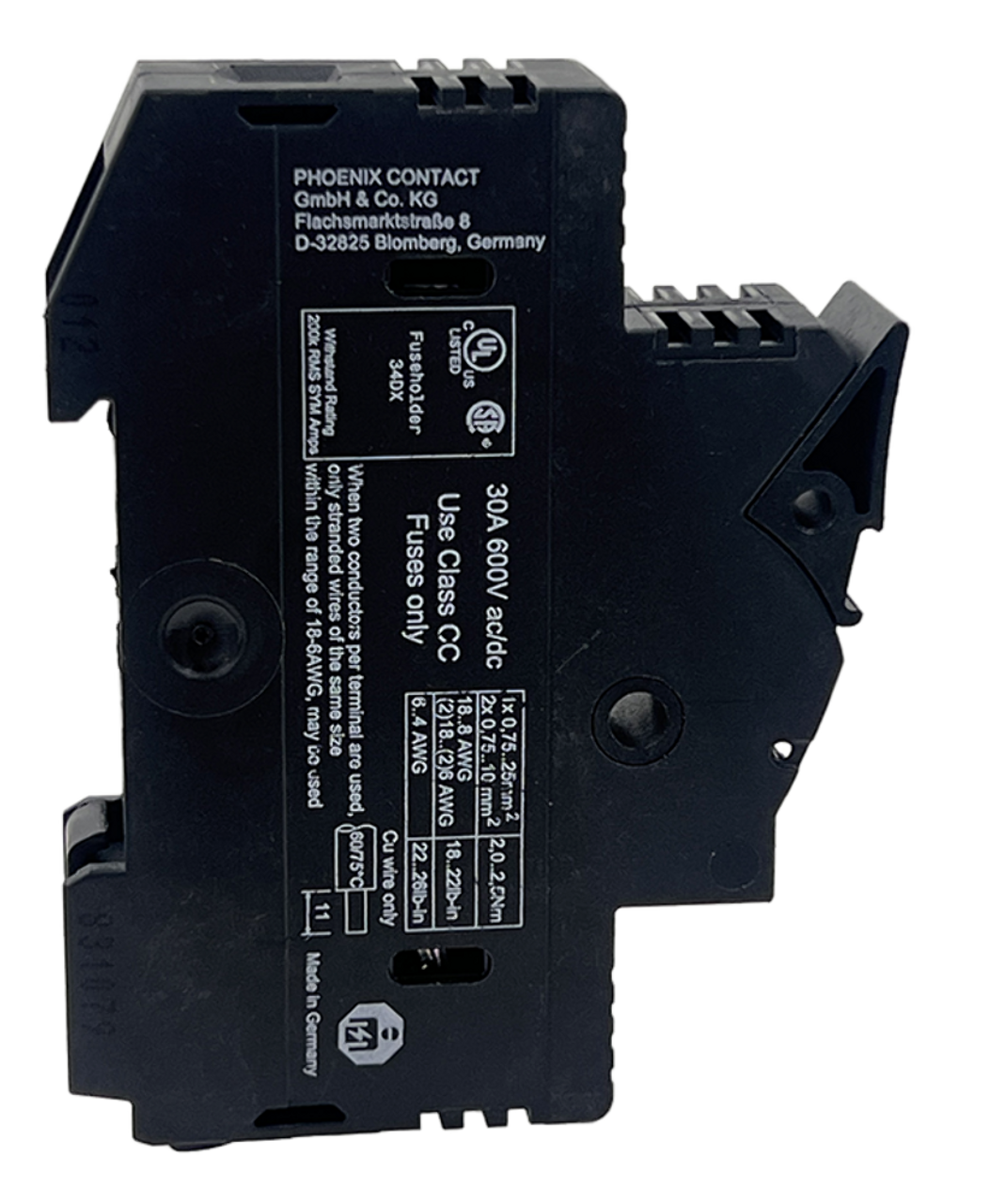 Phoenix Contact  UK 10,3-CC HESI N Fuse Modular Terminal Block 30A 600V 1P