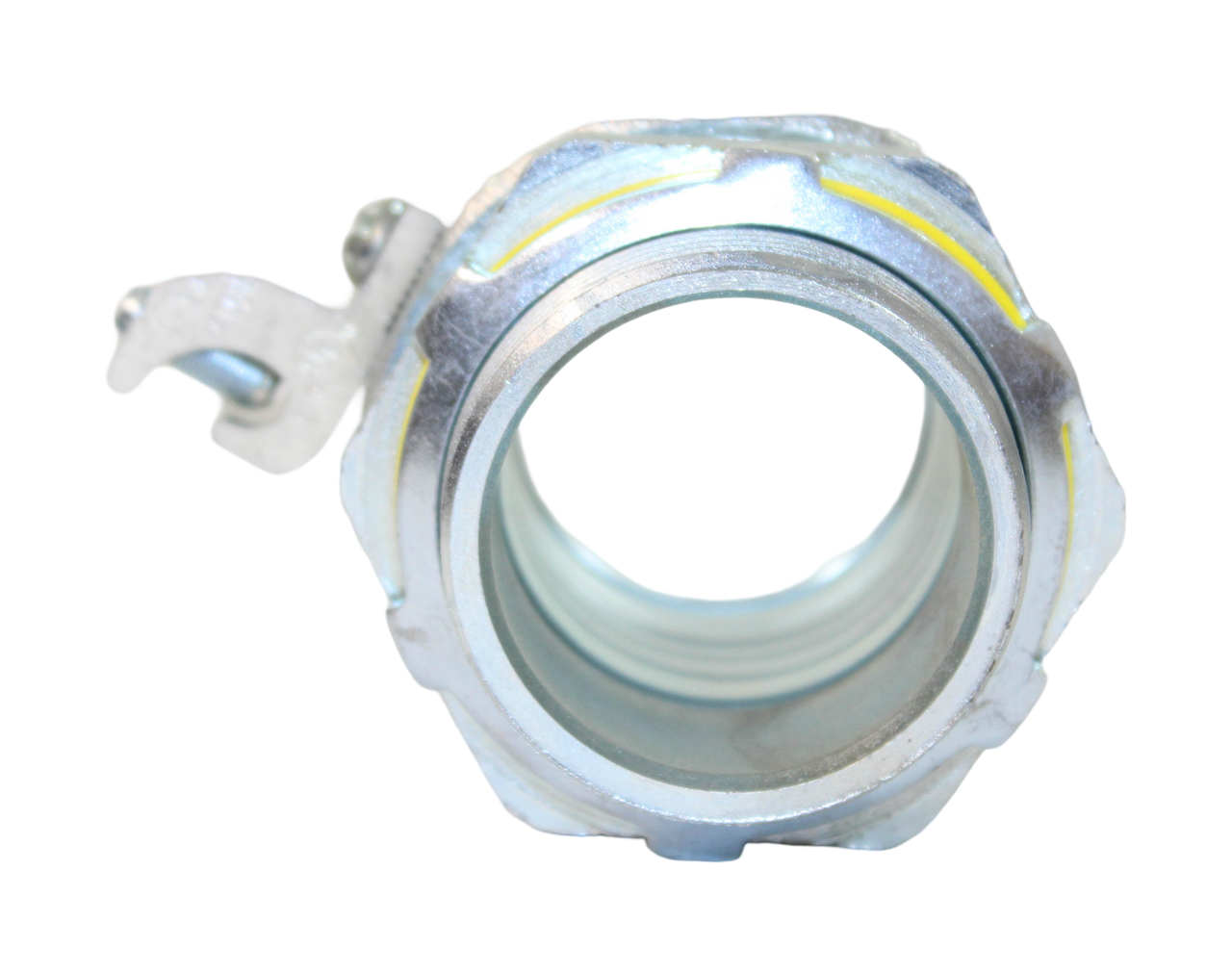 Eaton LT150G Liquid tight Connector, 1 1/2-Inch, FMC, Straight, Aluminum Ground Lug, Non-insulated, #4-14 AWG lug size, Malleable Iron