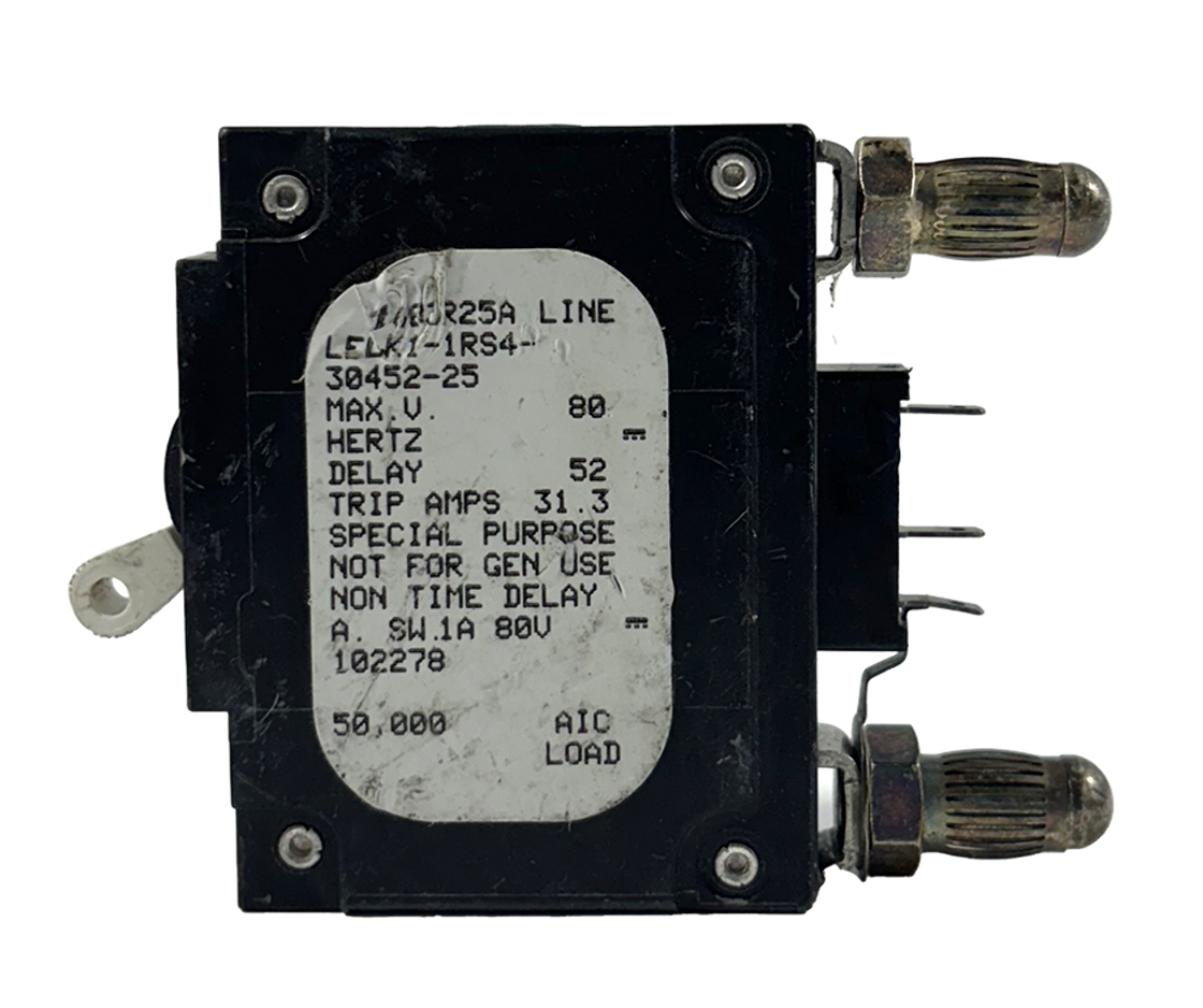Airpax LELK1-1RS4-30452-25 Breaker 25A 80V 1P 50kA Bullet Style